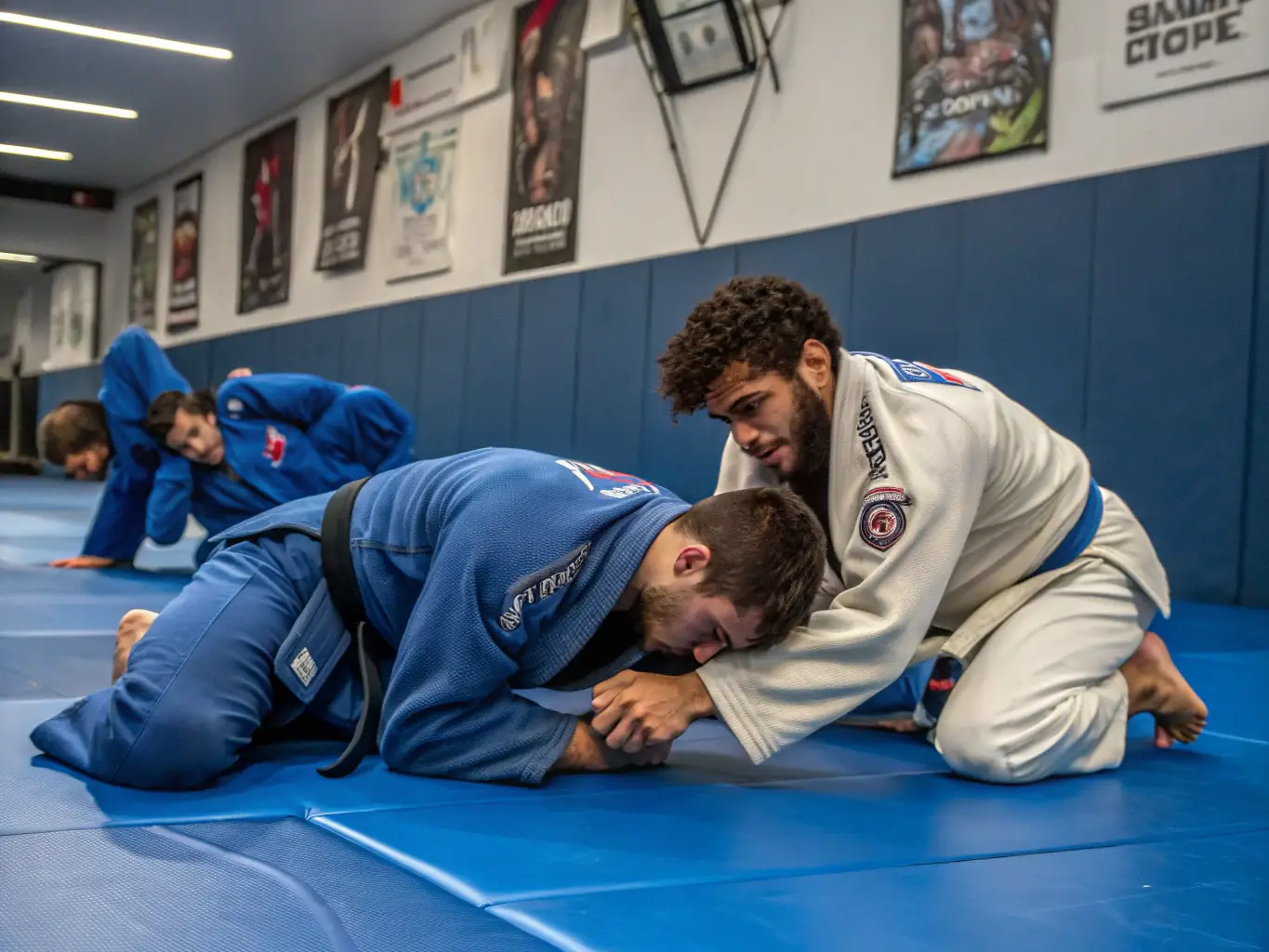 A group of diverse individuals participating in a Brazilian jiu-jitsu class, showcasing the inclusivity and community spirit of RONINKAI PARIS RNK PARIS (SNK).