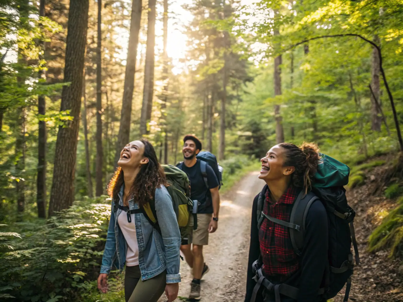 A scenic image of participants enjoying an outdoor activity, such as hiking or rock climbing, emphasizing teamwork and appreciation for nature.